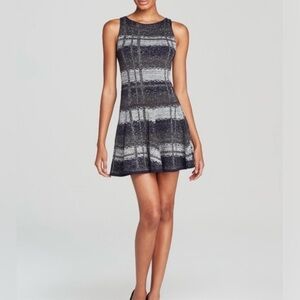 Alice & Olivia Zoey Sleeveless Mini Sweater Dress Wool Blend Blue Silver